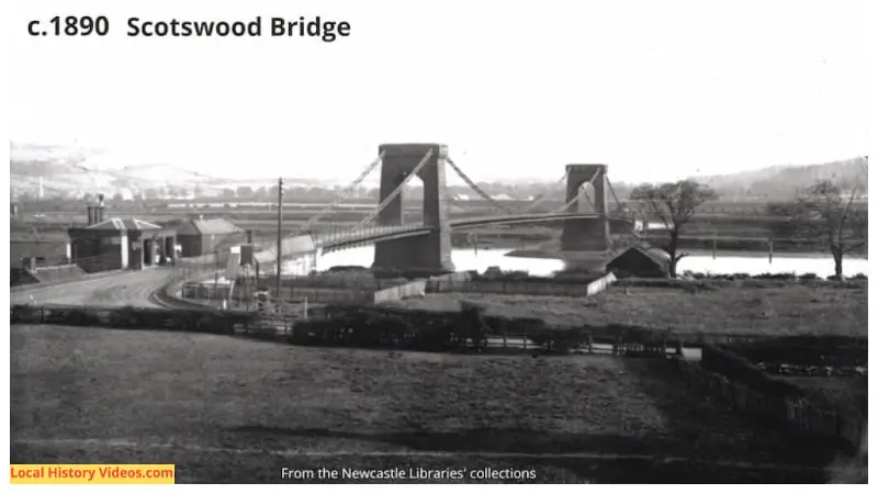 Early photo of the old Scotswood Bridge, known locally as the Chain Bridge, taken around 1890