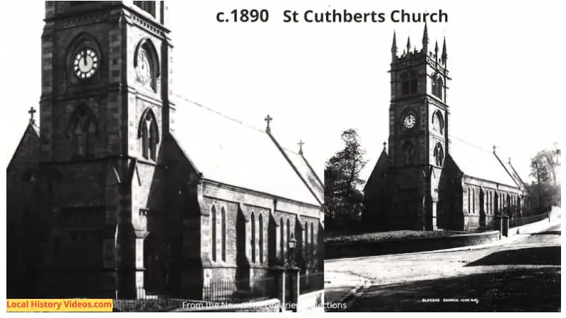 Old photo of St Cuthert's Church at the bottom of Blaydon Bank, taken around 1890