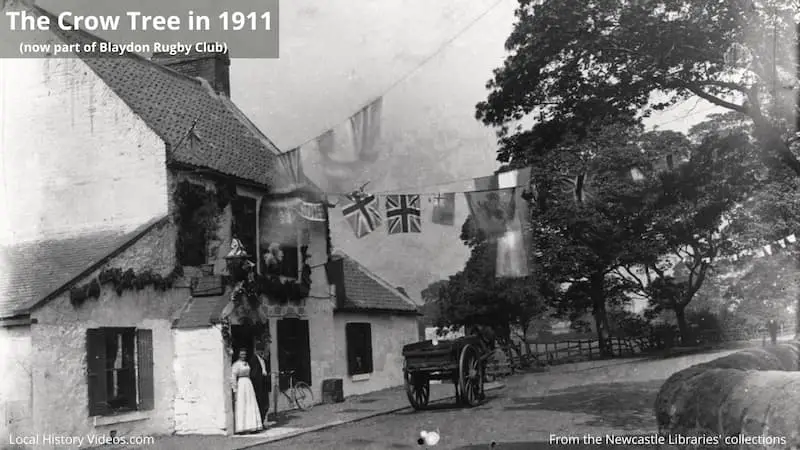 Old photo of The Crow Tree pub, in the grounds of Blaydon Rugby Club at Swalwell, taken in 1911