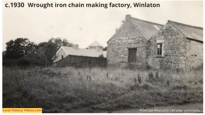 Old photo of a wrought iron chain making factory in Winlaton, part of an industry which once dominated the village, taken around 1930