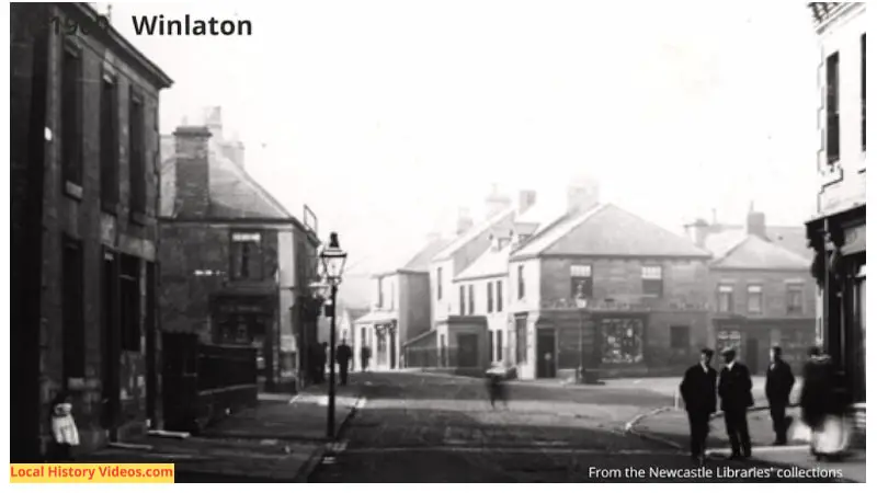 Closeup of an old photo of Front Street, Winlaton, taken around 1900