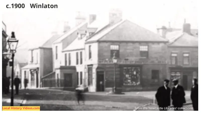 Closeup of an old photo of Front Street, Winlaton, taken around 1900