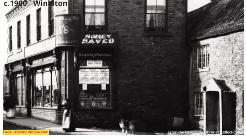 Closeup of an old photo of Front Street, Winlaton, taken around 1900