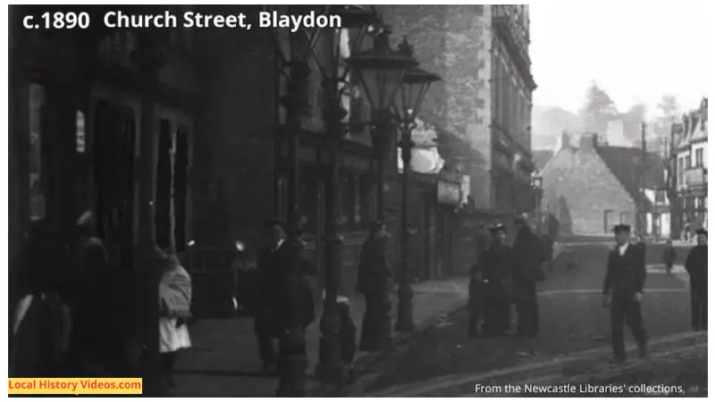 Closeup of an old photo of Church Street in Blaydon-on-Tyne, taken around 1890