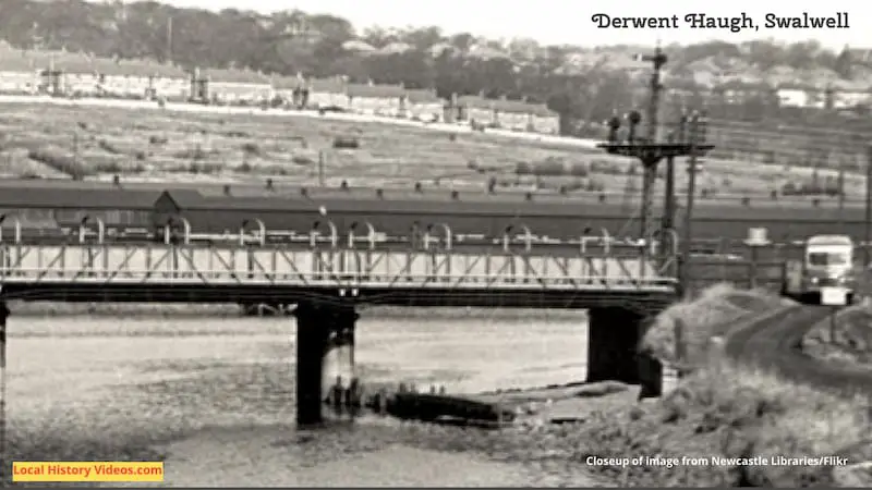 Closeup of an old photo of Derwent Haugh next to the River Tyne at Swalwell, taken in 1940