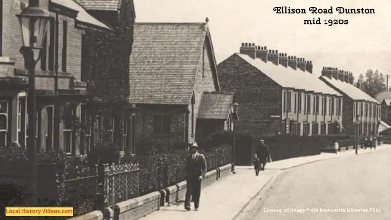 Closeup of an old photo of Ellsion Road in Dunston, taken in the mid 1920s