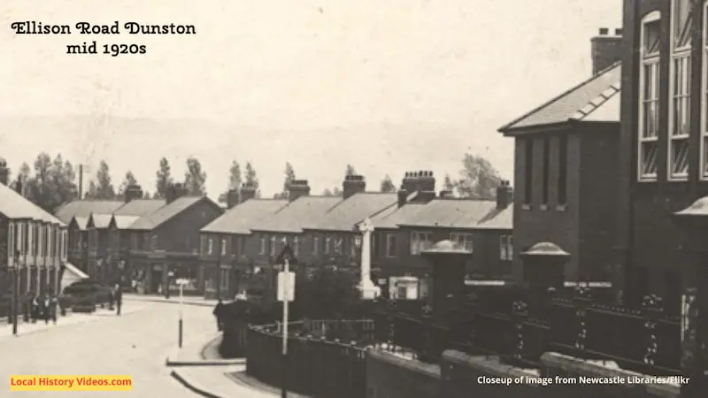 Closeup of an old photo of Ellsion Road in Dunston, taken in the mid 1920s