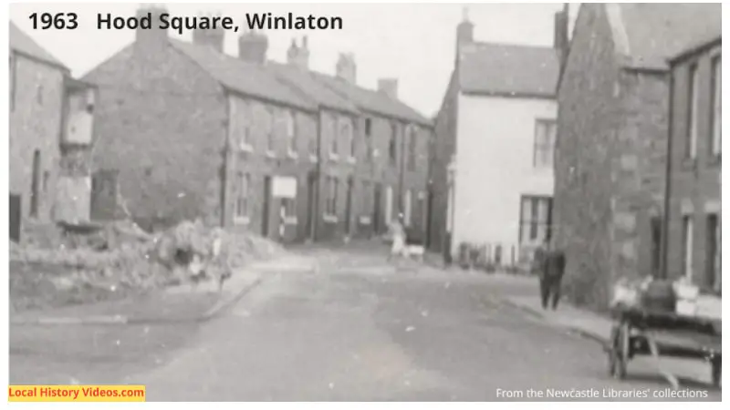Closeup of an old photo of Hood Square, Winlaton, taken in 1963