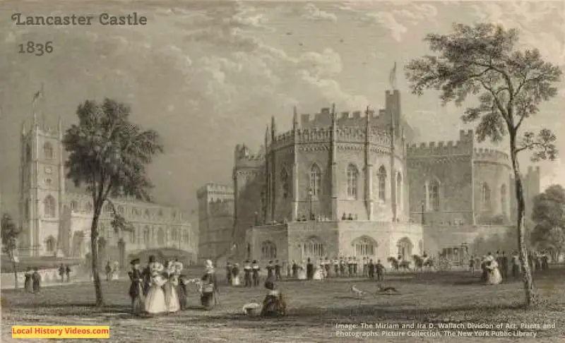 old picture of Lancaster Castle Lancashire 1836