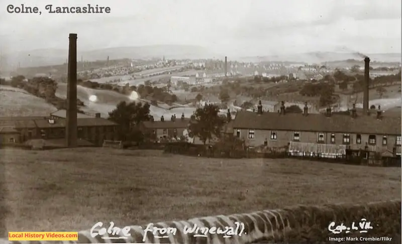 Old photo postcard of Colne Lancashire from Winewall