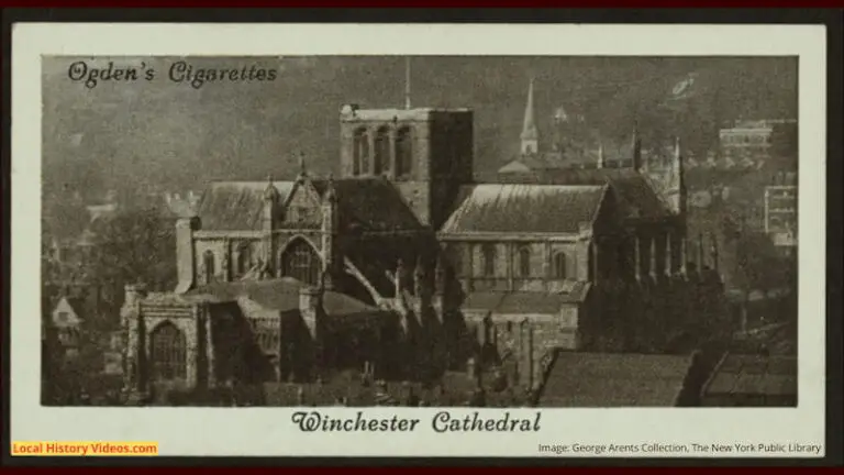 Old cigarette card photo of Winchester Cathedral Hampshire England