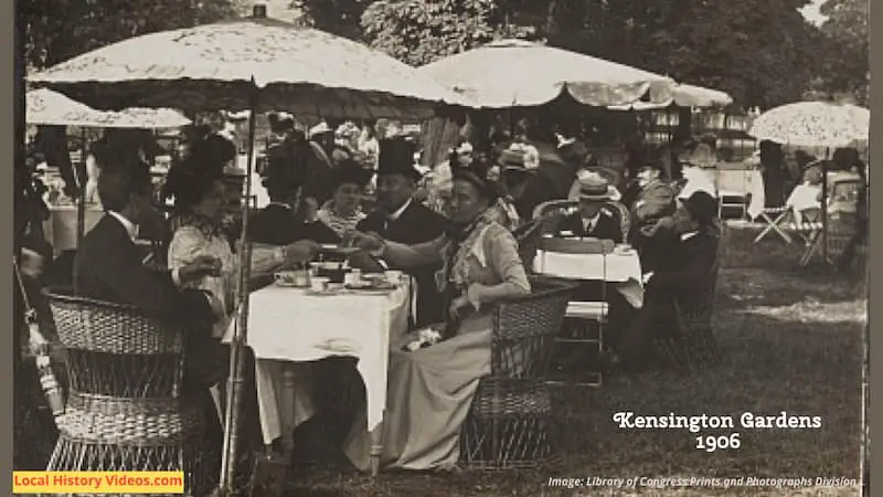 Old photo of afternoon tea in Kensington Gardens 1906