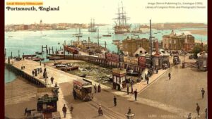 Old photo of harbour at Portsmouth Hampshire England