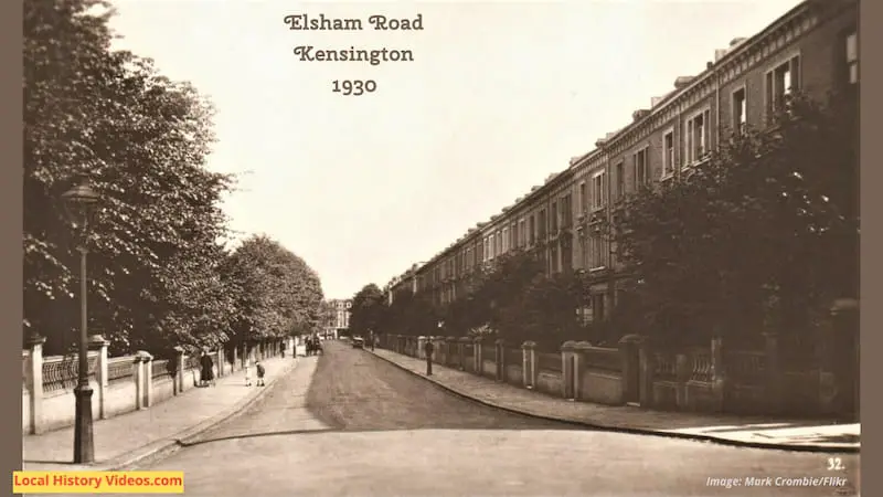 Old postcard of Elsham Road Kensington London England 1930