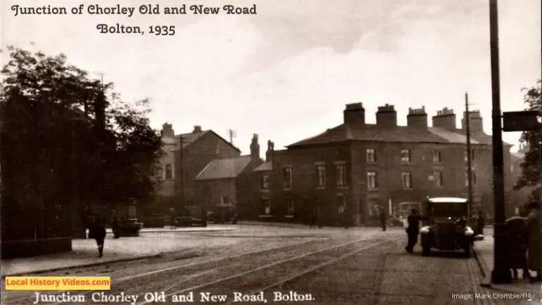 Old postcard of the junction of Chorley Old and New Road Bolton Lancashire England UK 1935