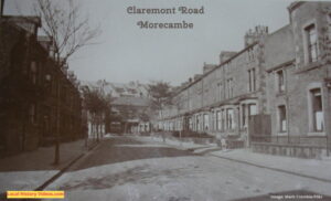 Old postcard photo of Claremont Road Morecambe Lancashire England UK