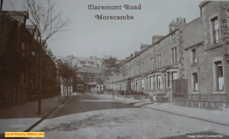 Old postcard photo of Claremont Road Morecambe Lancashire England UK