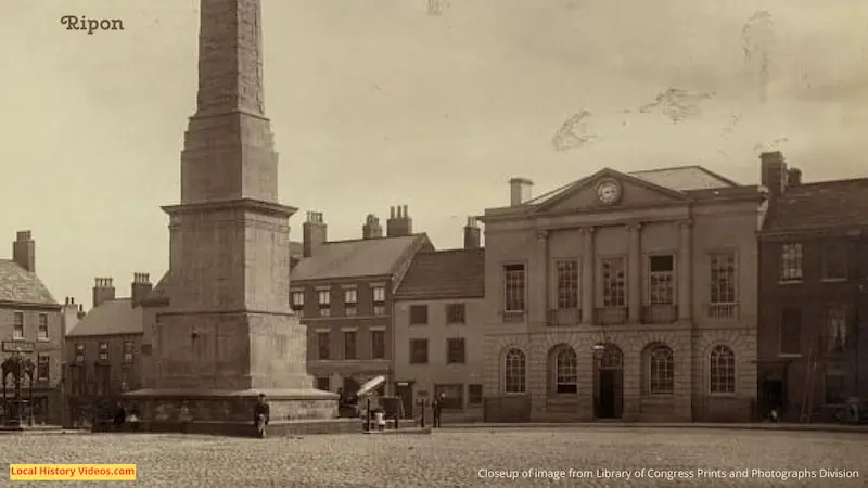 closeup of an Old photo of the Market Place at Ripon North Yorkshire England