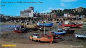 Old photo postcard of Harbour and Motel Burstin Folkestone Kent Posted 1978