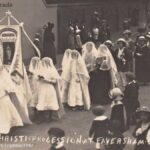 Old photo postcard of the Corpus Christi Parade Faversham Kent 1915