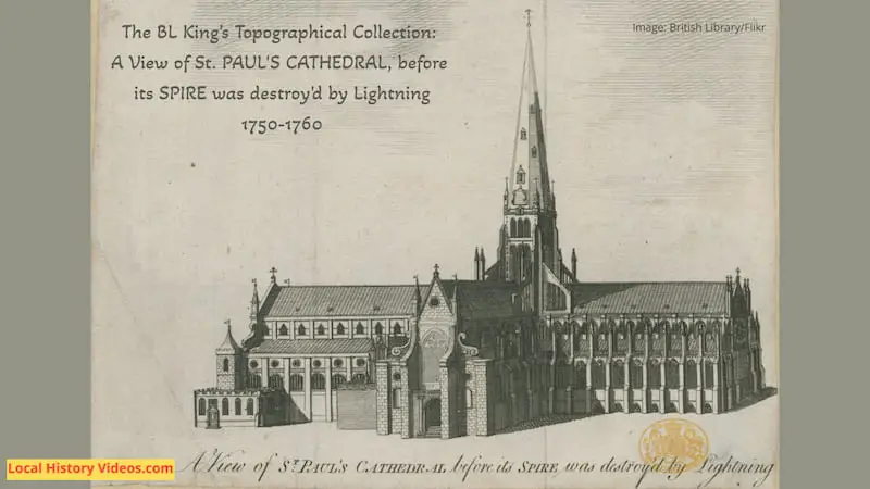 A View of St. PAUL'S CATHEDRAL, before its SPIRE was destroyed by Lightning, published between 1750 and 1760