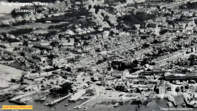 Closeup 1 of Old photo postcard aerial view of Brightlingsea Essex