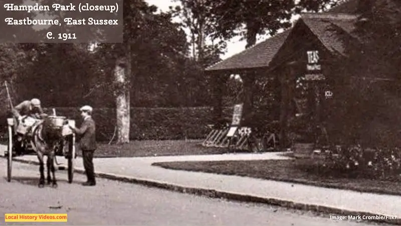 Closeup 2 of Old photo postcard of Hampden Park Eastbourne circa 1911