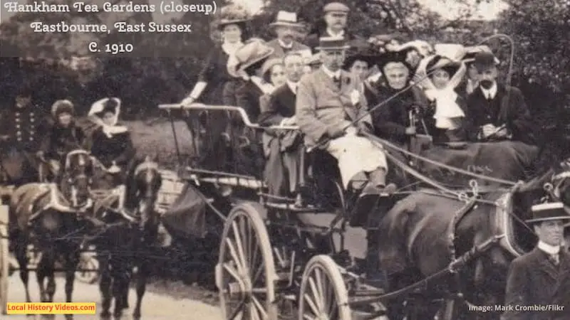 Closeup of old photo postcard of Hankham Tea Gardens Eastbourne East Sussex England circa 1910