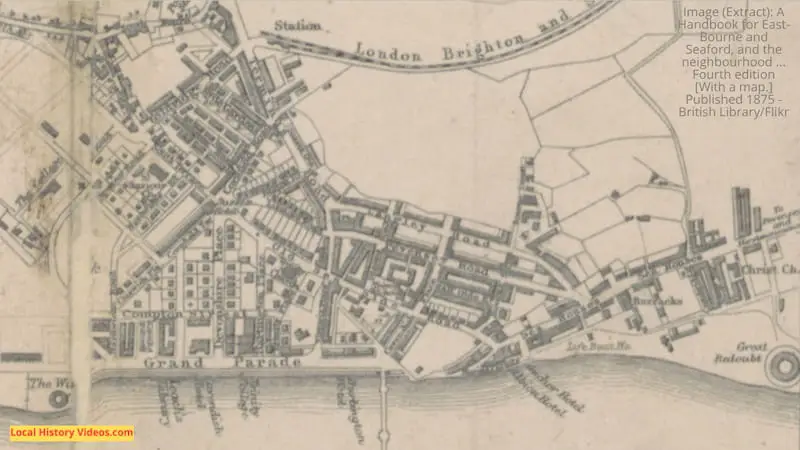 Extract of Old map of Eastbourne East Sussex published 1875