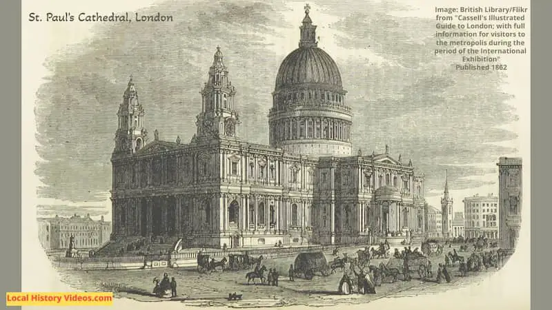 Old book illustration of St Paul's Cathedral London published 1862