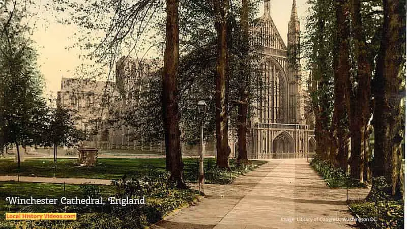 Old photo of Winchester Cathedral and Avenue Hampshire England