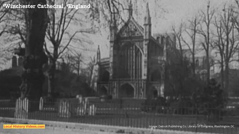 Old photo of Winchester Cathedral and Graveyard Hampshire England