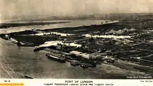 Old photo postcard at the Port of London in Tilbury Essex