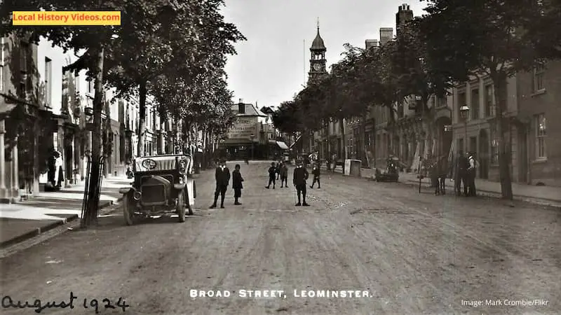 Old photo postcard of Broad Street Leominster Herefordshire England August 1924