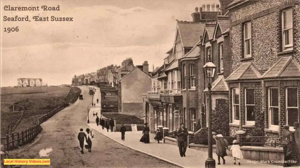 Old photo postcard of Claremont Road in Seaford East Sussex 1906