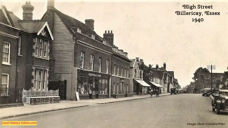 Old photo postcard of High Street Billericay Essex 1940