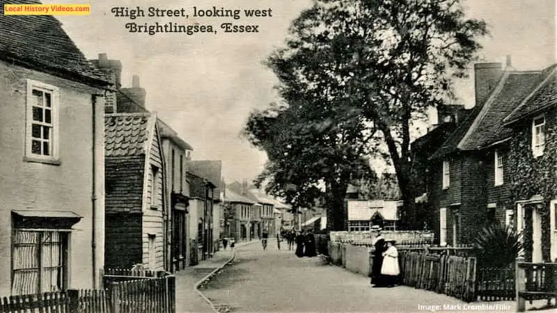 Old photo postcard of High Street Brightlingsea Essex looking west