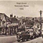 Old photo postcard of High Street Halstead Essex 1954