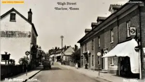 Old photo postcard of High Street Harlow Essex