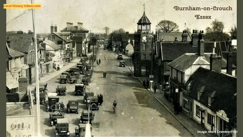 Old photo postcard of High Street from above Burnham-on-Crouch Essex