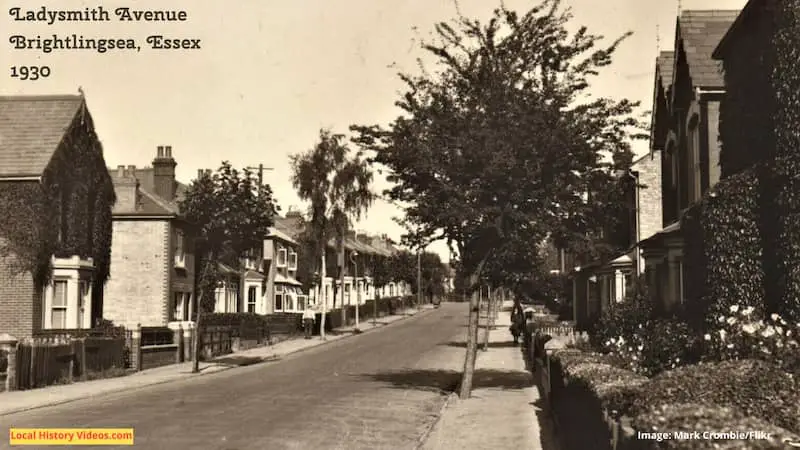 Old photo postcard of Ladysmith Avenue Brightlingsea Essex 1930