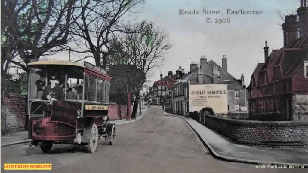 Old photo postcard of Meads Street Eastbourne East Sussex England c1908