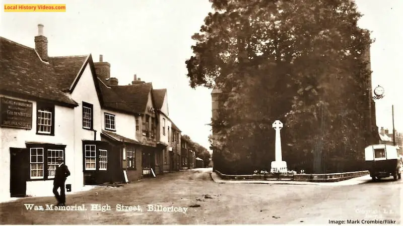 Old photo postcard of War Memorial High Street Billericay Essex