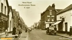 Old photo postcard of West Road Shoeburyness Essex England UK c1950