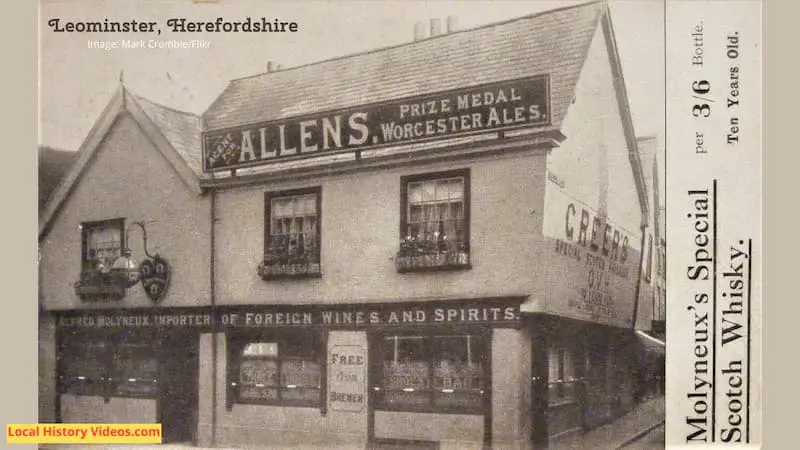 Old photo postcard of a pub in Leominster Herefordshire