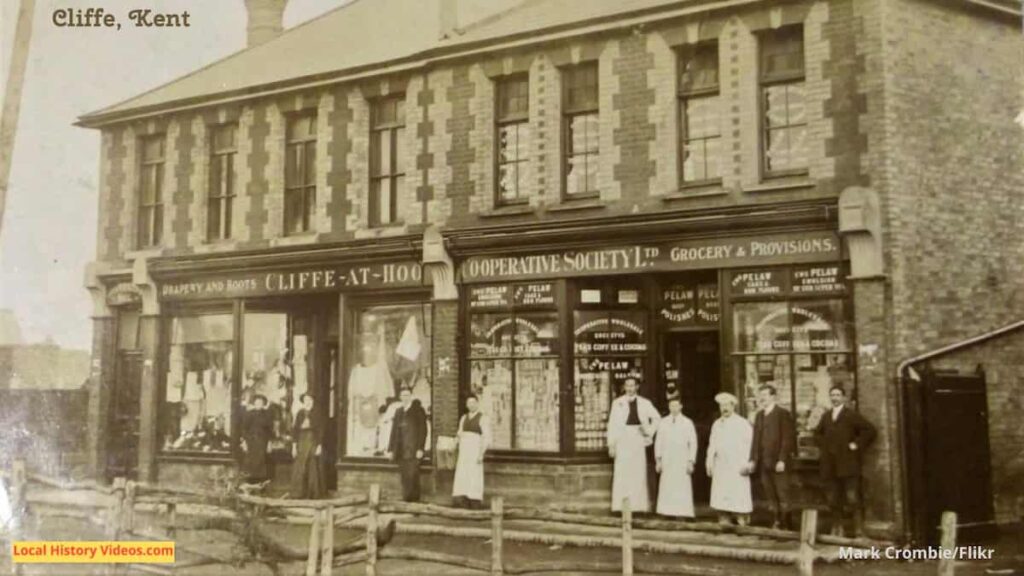 Old photo postcard of the Co-op store in Cliffe on Hoo Kent