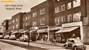 Old photo postcard of the High Street Chigwell Essex in the 1960s