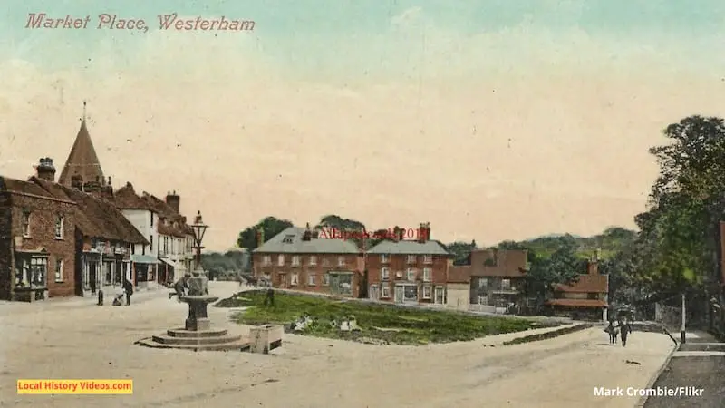 Old photo postcard of the Market Place at Westerham Kent