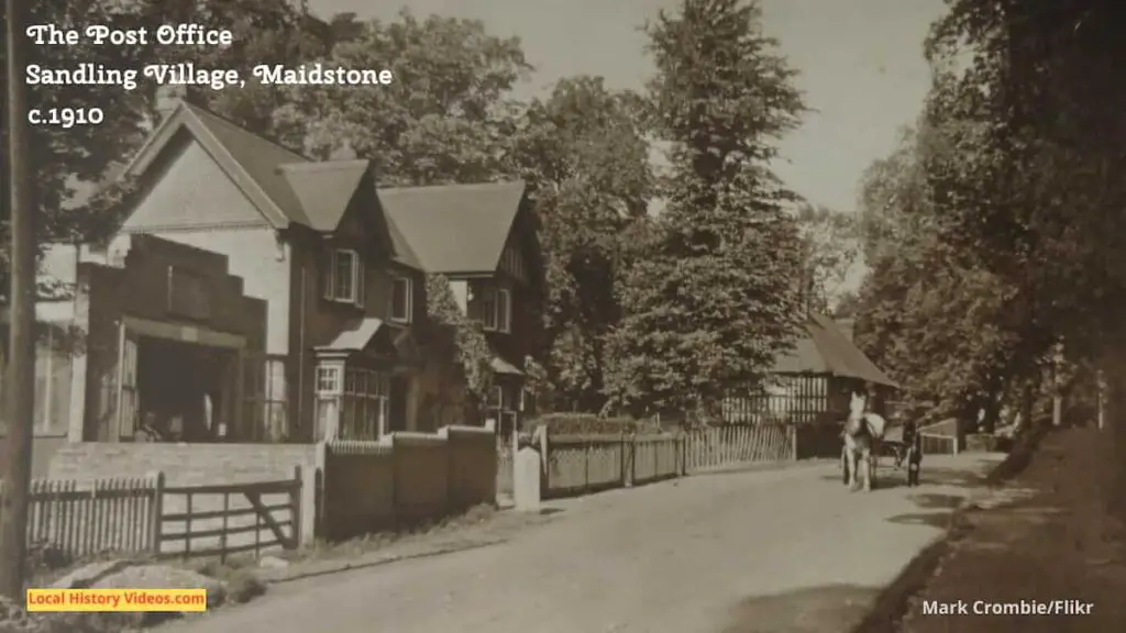 Old photo postcard of the Post Office at Sandling Village Maidstone taken around 1910