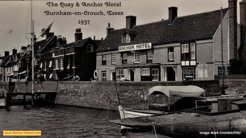 Old photo postcard of the Quay and Anchor Hotel Burnham-on-Crouch Essex 1937